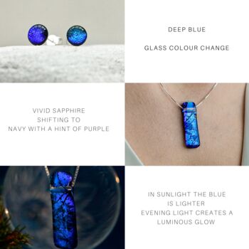 Sapphire Blue Fused Glass Drop Earrings, 7 of 12