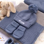 Boy's Maxi Stripe Blanket, Bobble Hat And Mittens Set, thumbnail 1 of 12