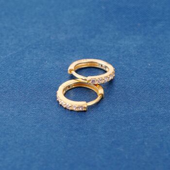 Gold Sparkly Hoops, Cz Stone Huggie Hoops, Dainty Hoops, 4 of 7