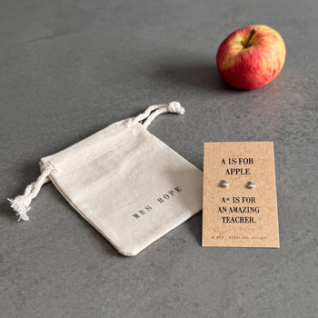 Amazing Teacher Sterling Silver Apple Earrings, 2 of 9