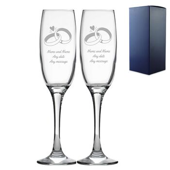 Personalised Engraved Champagne Glasses For Couple, 3 of 5