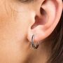 Black Stone Single Conch Hoop Earring, 11mm, thumbnail 4 of 6