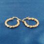 Gold 20mm Twisted Rope Hoop Earrings, thumbnail 6 of 7