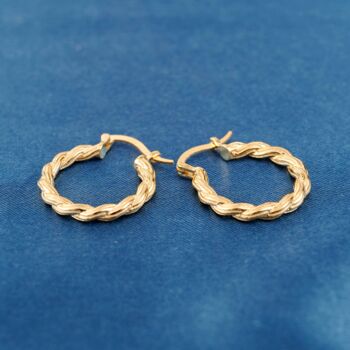 Gold 20mm Twisted Rope Hoop Earrings, 6 of 7