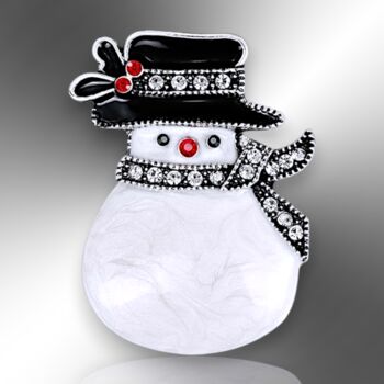 Rhinestone Snowman Christmas Enamel Brooch, 3 of 7