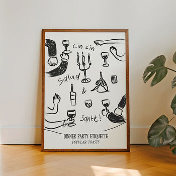 Dinner Party Etiquette Illustrated Wine Print, 9 of 9