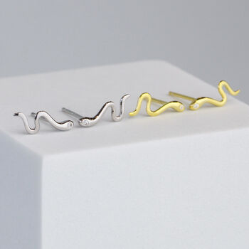 Sterling Silver Snake Stud Earrings, 3 of 5