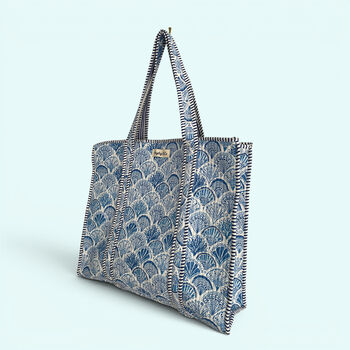 Seashell Blue And White Quilted Cotton Tote Bag, 5 of 5