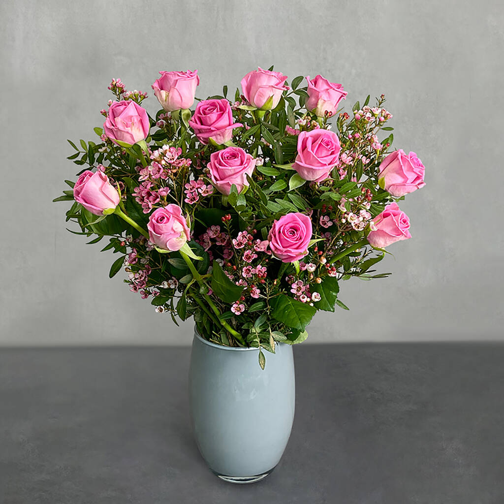 Dozen Pink Roses Bouquet Of Fresh Flowers