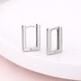 Sterling Silver Rectangle Huggie Hoop Earrings – 13mm X 9mm, thumbnail 1 of 3