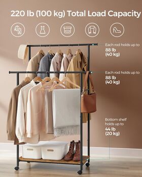 Clothes Rail Portable Double Clothes Rack Storage Shelf, 4 of 12