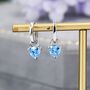 Sterling Silver Aquamarine Blue Trillion Cut Cz Hoop Earrings, thumbnail 1 of 11