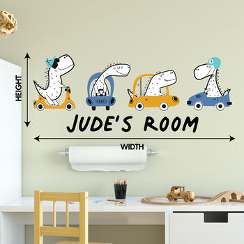 Personalised Set Of Four Dinosaur Cars Wall Sticker, 3 of 3