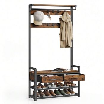 Hall Tree With Bench, Coat Rack And Shoe Storage, 7 of 7