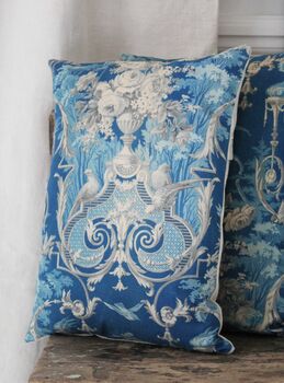 Blue And Grey Vintage Toile Scatter Cushion, 6 of 7