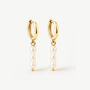 Women's Pearl Dangle Hoop Earrings In 18k Gold, thumbnail 2 of 4