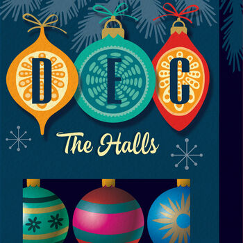 ‘Dec The Halls’ Vintage Style Christmas Card, 2 of 3