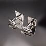 Silver Chess Cufflinks Vintage Chessboard, thumbnail 4 of 5