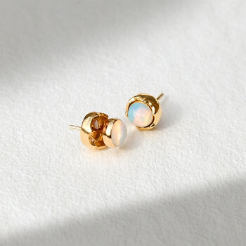 Maya Opal Stud Earrings Sterling Silver Or Gold Plated, 5 of 12