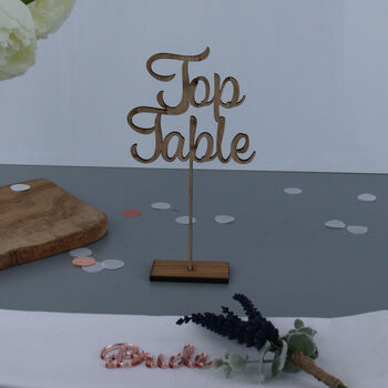 Wooden Cut Out Wedding Table Numbers On Stand, 6 of 6
