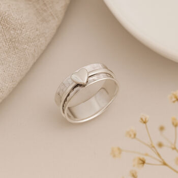 Personalised Sterling Silver Dainty Heart Spinner Ring – 8mm, 3 of 8