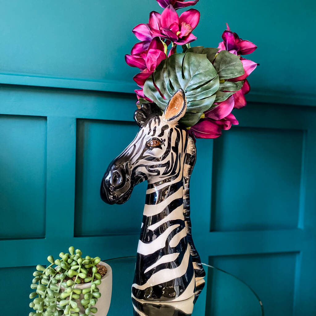 Zebra Head Ceramic Vase By Punk & Poodle