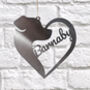 Dog Outline Heart Personalised Garden Sign, thumbnail 1 of 2