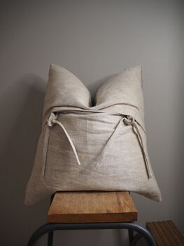 Charcoal Stripe Square Linen Scatter Cushion, 4 of 8