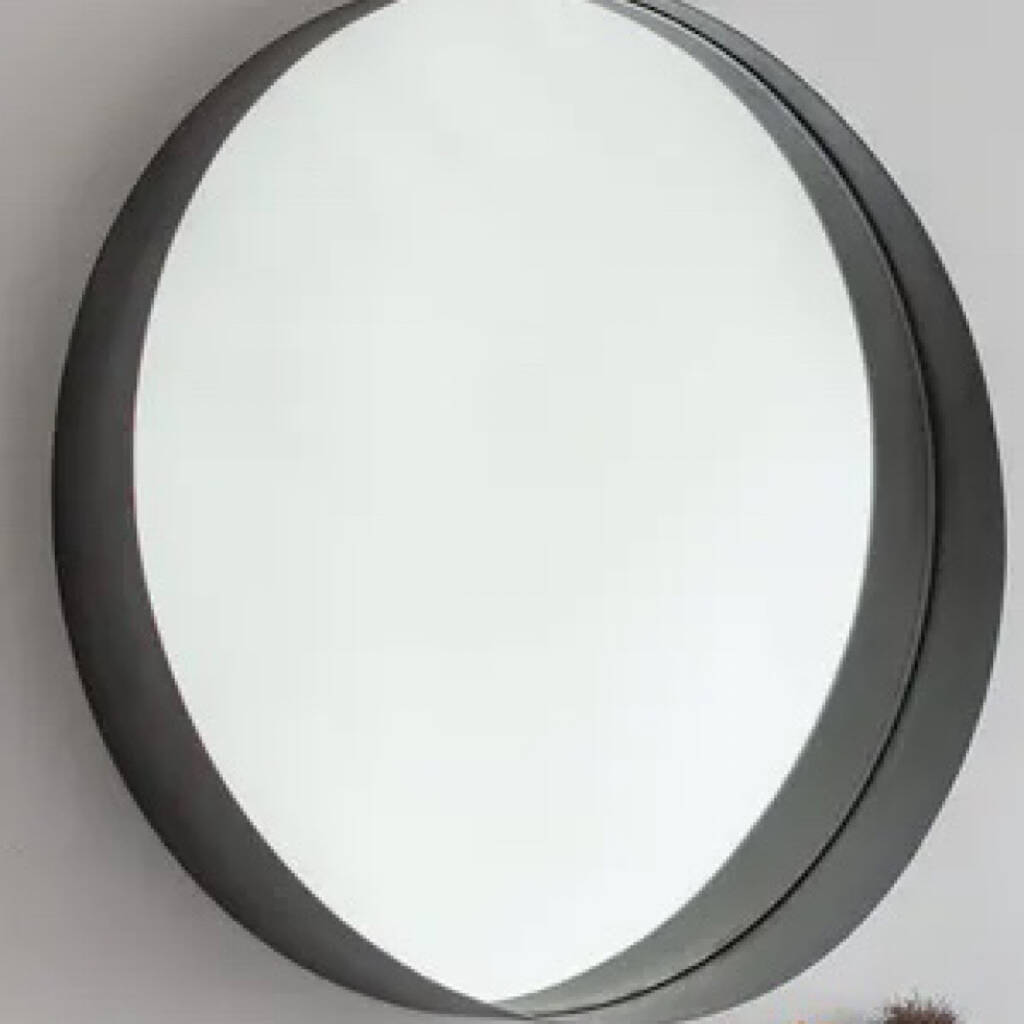 Industrial Circular Mirror With Raised Frame/Shelf