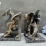 Pair Of Steampunk Dragon Bookends – Silver And Gold Retro, thumbnail 5 of 12