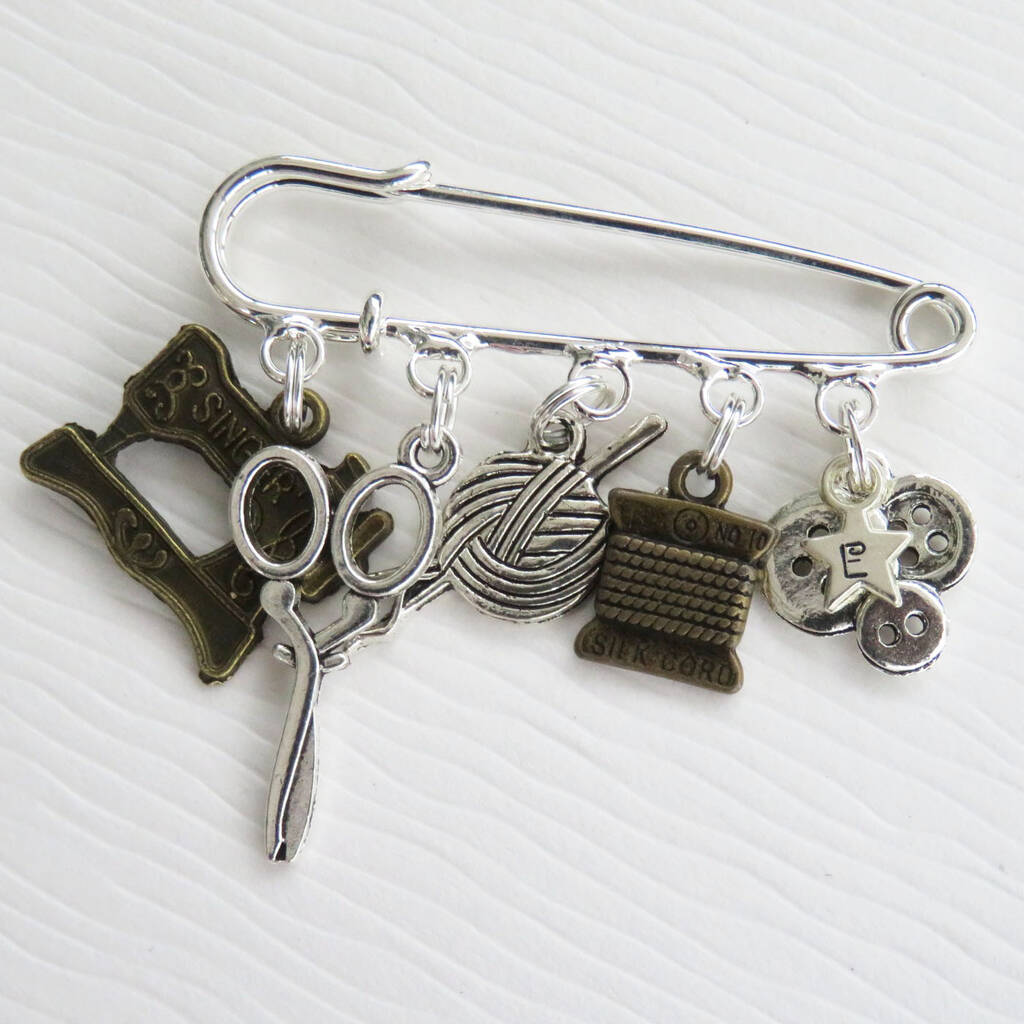 Personalised Sewing And Knitting Kilt Pin Brooch By Thread Squirrel