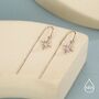 Sterling Silver Cz Starburst U Shape Threader Earrings, thumbnail 3 of 11