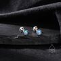 Tiny Blue Opal Screw Back Earrings In Sterling Silver, thumbnail 6 of 10