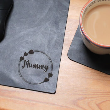 Personalised Initials Mini Vintage Leather Mouse Mat, 9 of 12