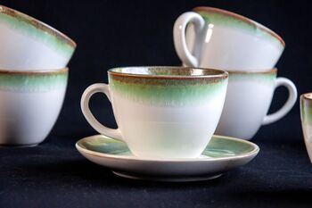Mix And Match 12 Handmade Pottery Tea Cup Andsaucer Set, Porcelain Tableware Cup, 5 of 12