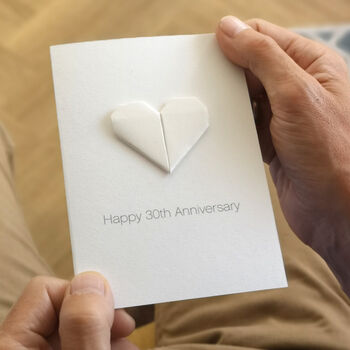 Personalised 30th Pearl Anniversary Origami Heart Card, 5 of 6
