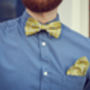 Mens Lime Yellow Floral Bow Tie, thumbnail 4 of 6
