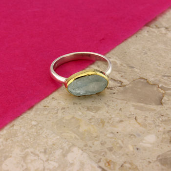 Rough Cut Aquamarine Ring Set In 18ct Gold, 2 of 3