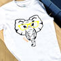 Kids Personalised Elephant With Glasses T Shirt, thumbnail 1 of 4