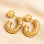 Stainless Steel Molten Hammered Hoop Earrings In Gold, thumbnail 1 of 4
