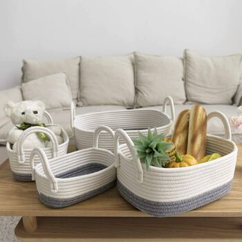 Set Of Four Woven Storage Basket Organisers, 3 of 4