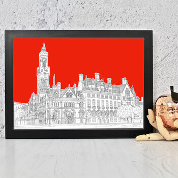 Bradford City Hall Architectural Drawing Print, 8 of 10