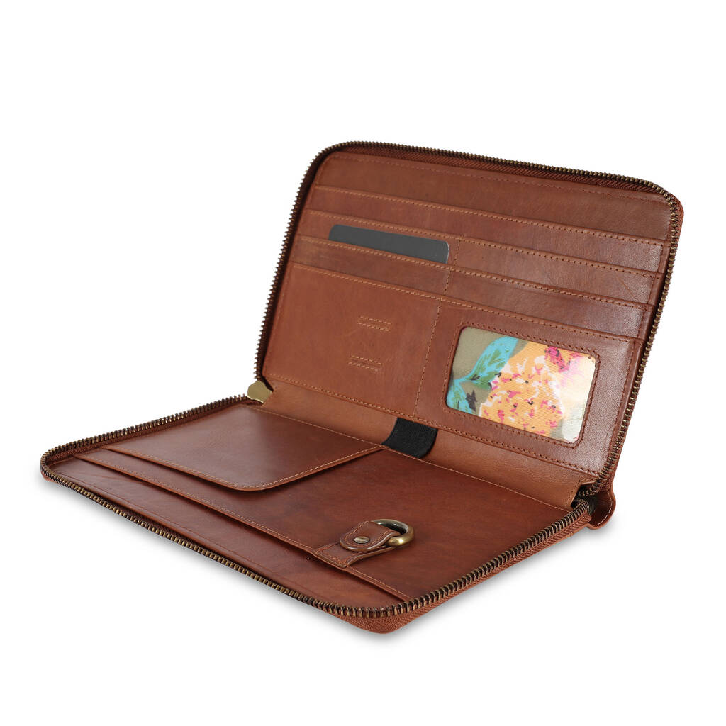 Leather Travel Wallet And Passport Holder, Tan By The Leather Store