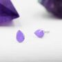 Sterling Silver Enamel Purple Droplet Dot Stud Earrings, thumbnail 2 of 12