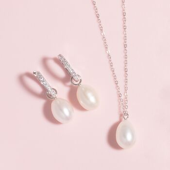 Pearl Hoop Drop Earrings With Removable Pearls In Sterling Silver And Gold, 2 of 12