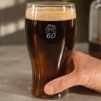 Personalised Pint Glass Engraved For 60th Birthday Gift, 4 of 12