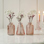 Rose Pink Glass Bud Vases Set Of Three, thumbnail 1 of 5