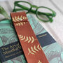 Tan And Gold Fern Botanical Tan Personalised Bookmark, thumbnail 2 of 5