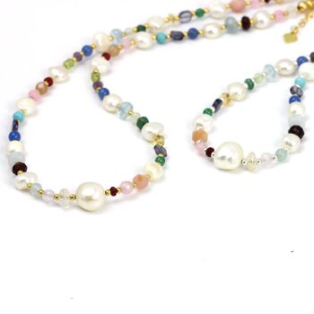 Multi Coloured Gemstone And Pearl Beaded Necklace, 11 of 12