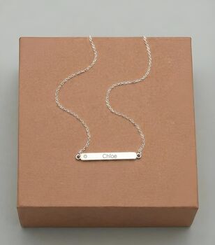 Personalised Silver Bar Initial Name Necklace Crystal, 8 of 9